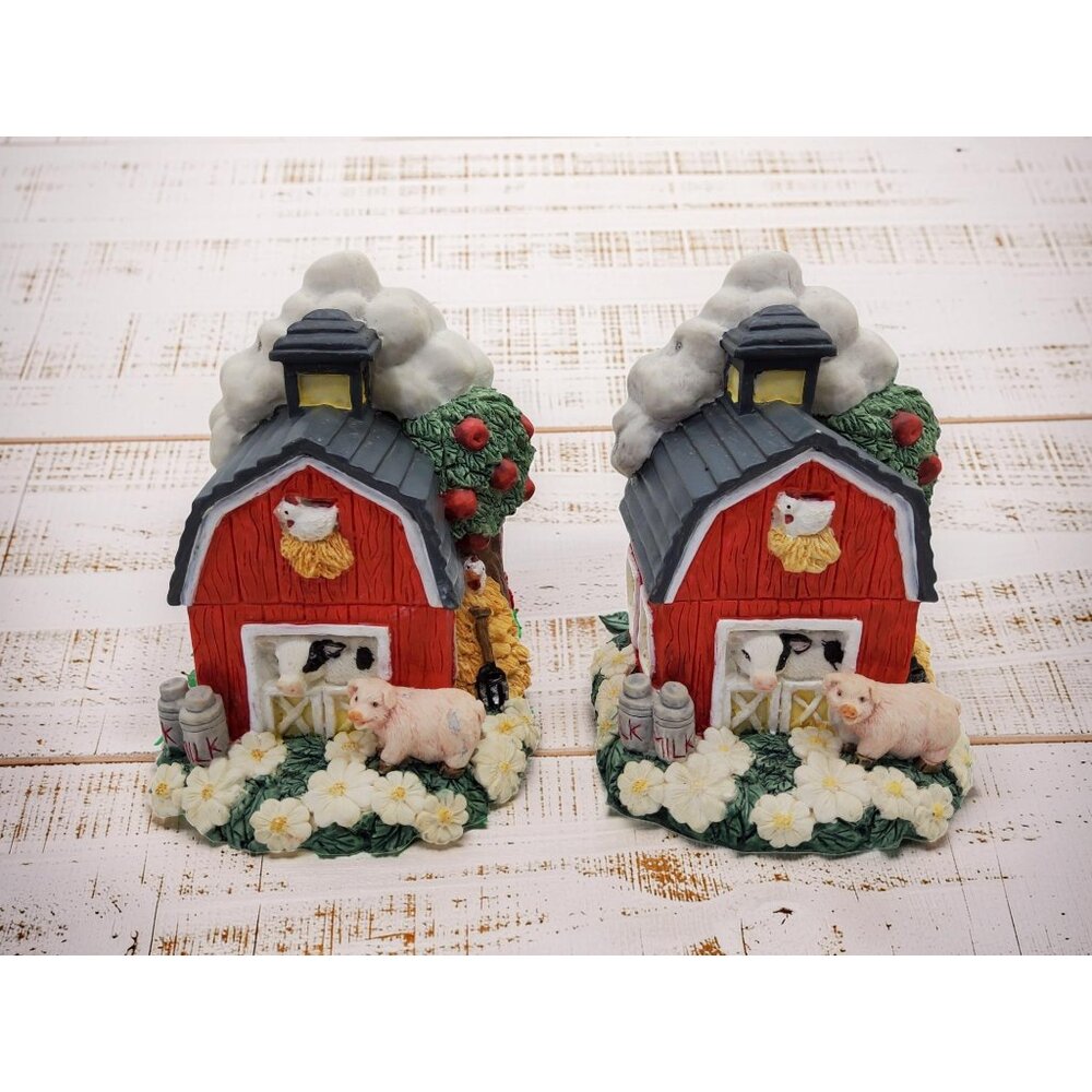 vintage youngs heavy resin red barn farm animals vibrant colors bookends. - Picture 4 of 13